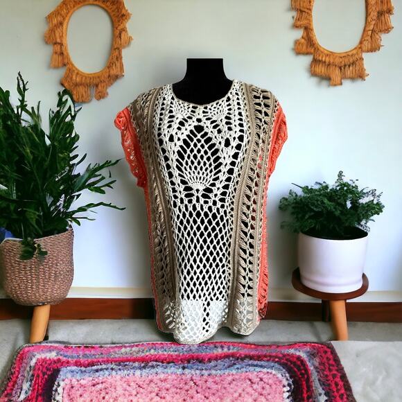 Chico's Womens Sweater Sz 2 L 12 Gloria Colorblock Pullover Crocheted - Picture 7 of 12